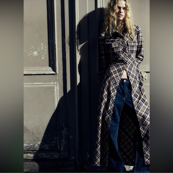 Zara Plaid Maxi Dress - Brown and Black USA M - Picture 1 of 11